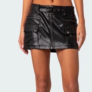 Edikted Black Faux Leather Mini Skirt